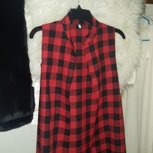 Plaid Sleeveless Duster